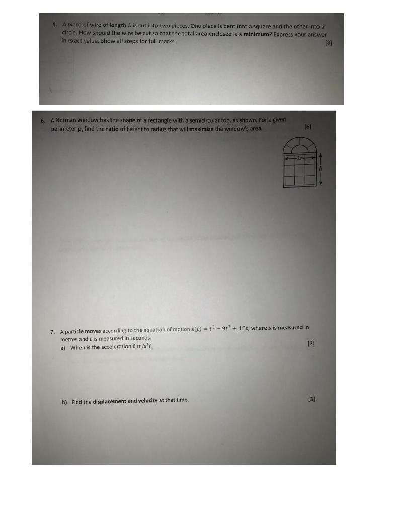 Solved 8. A piece of wire of length is cut into two pieces. | Chegg.com