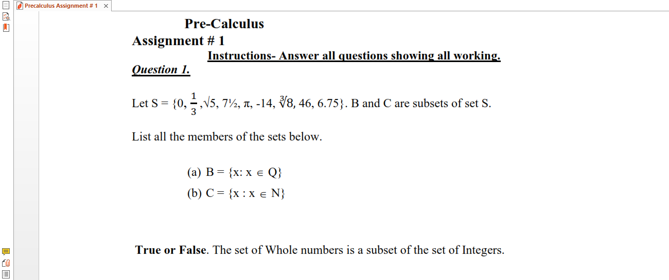 calculus prerequisite assignment answers