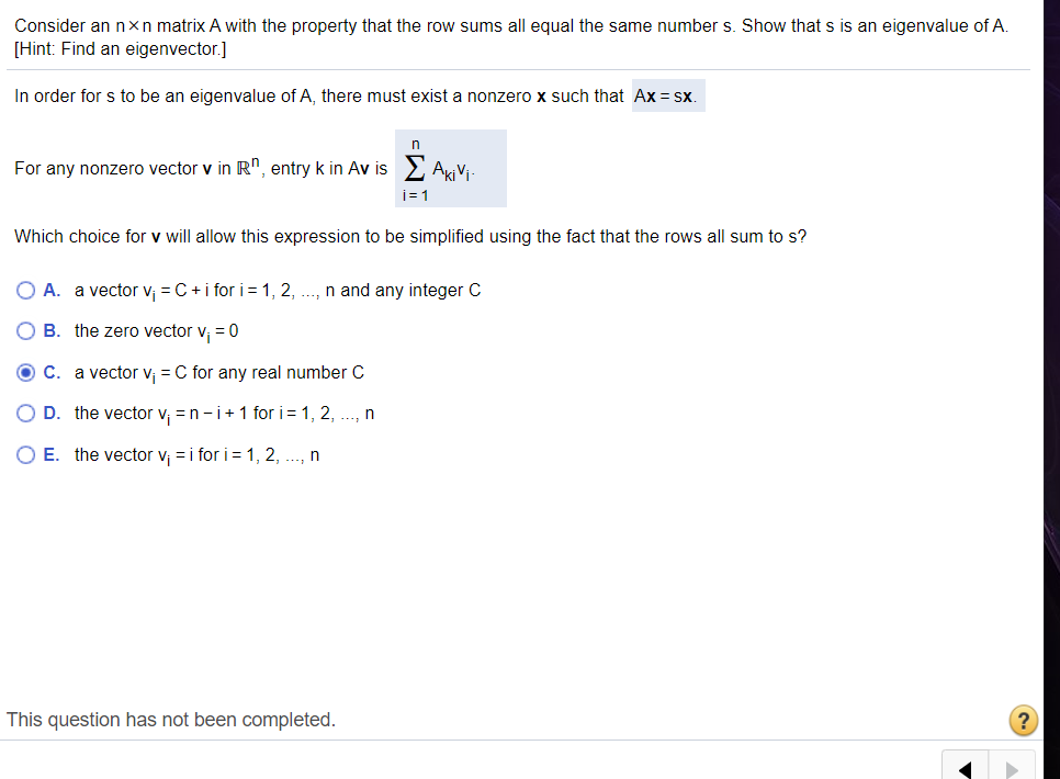 Consider an n n matrix A with the property that the Chegg