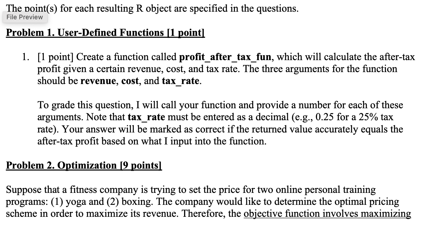 Solved The point(s) for each resulting R object are | Chegg.com