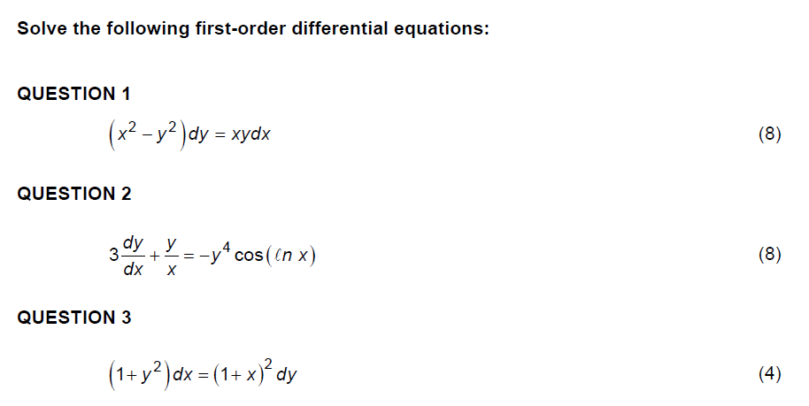 Solved Solve The Following First-order Differential | Chegg.com