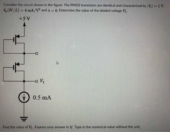 Solved Consider The Circuit Shown In The Figure The Pmos 8611