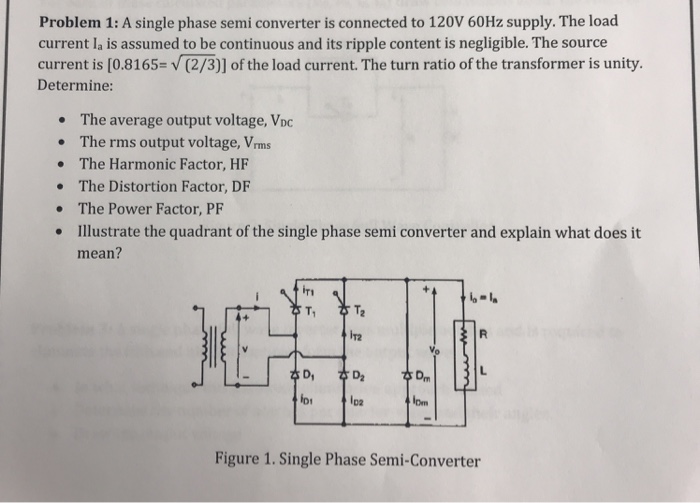 Solved Problem 1 A single phase semi converter is connected
