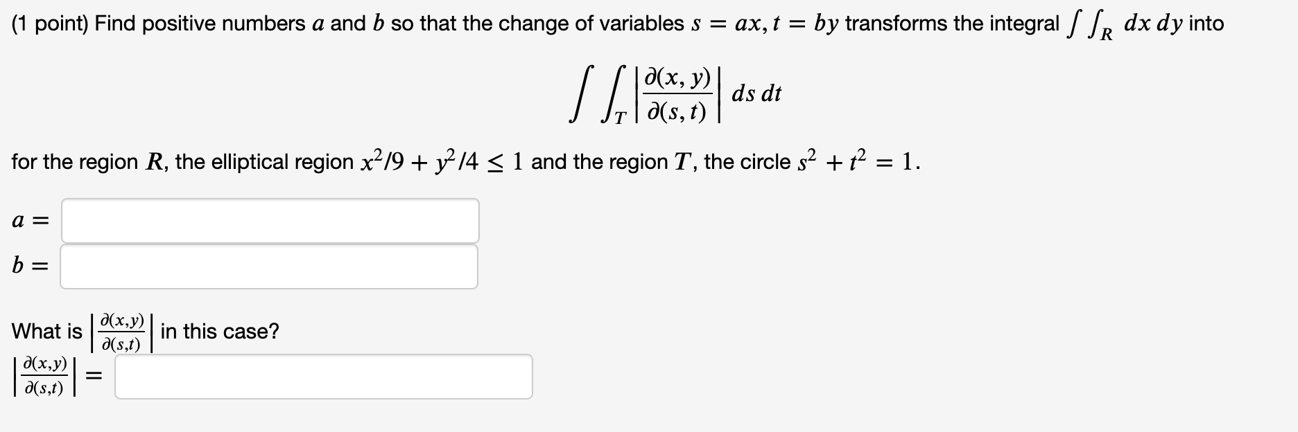 Solved (1 Point) Find Positive Numbers A And B So That The | Chegg.com