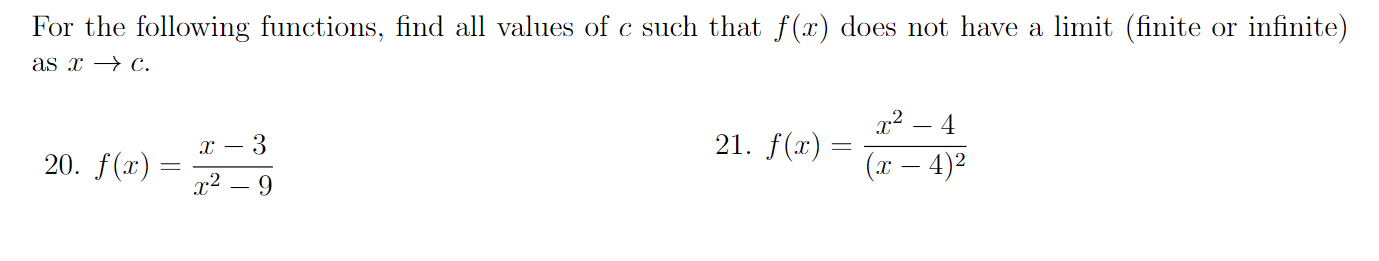 Solved For the following functions, find all values of c | Chegg.com