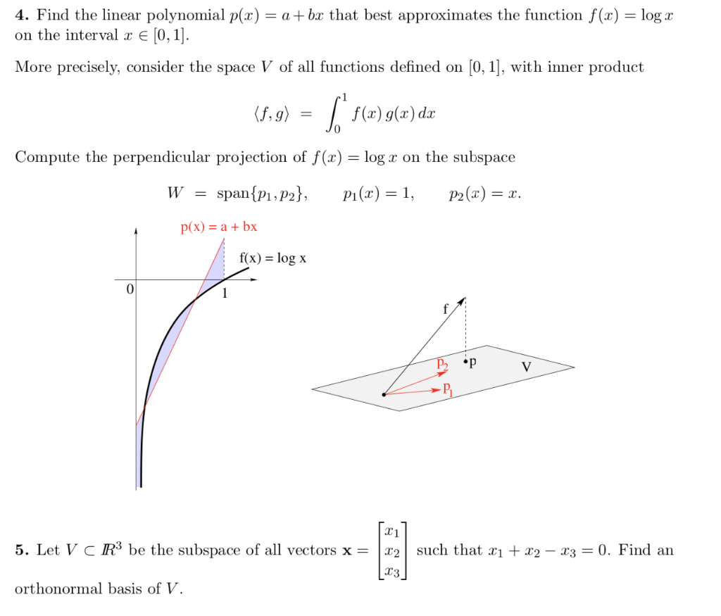 Solved 4 Find The Linear Polynomial P X A Bx That B Chegg Com