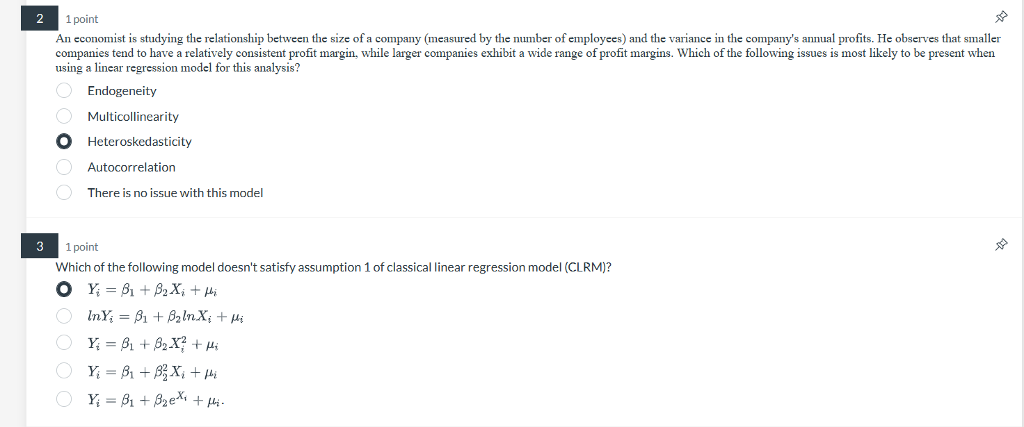 Solved An economist is studying the relationship between the | Chegg.com