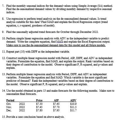 | Forecasting Case Analysis MGT 3332 Important | Chegg.com