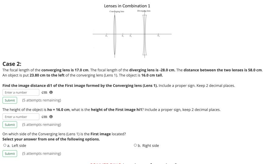 Solved Lenses in Combination 1 Com Devrim As shown in the | Chegg.com