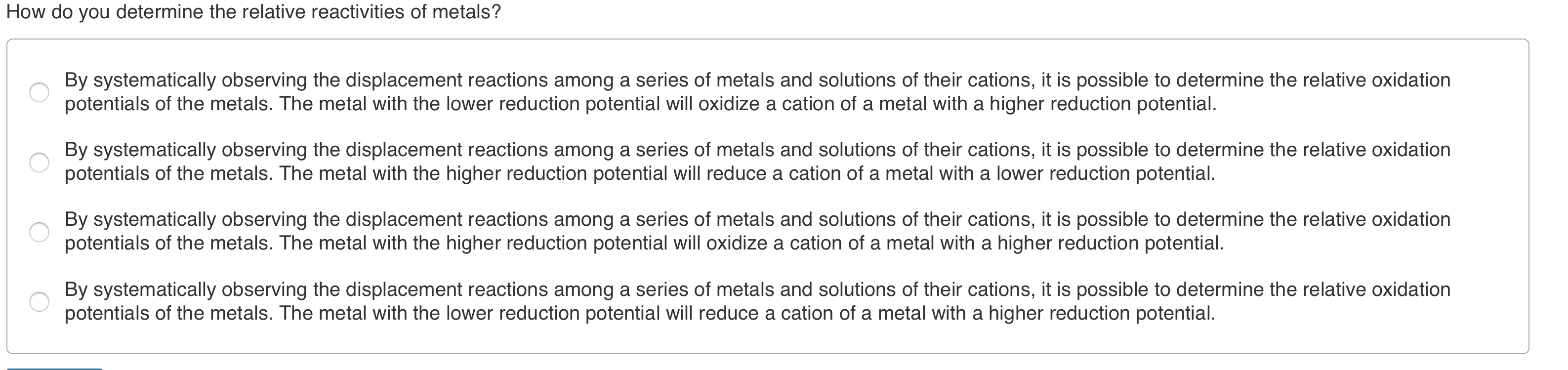 How does one determine the relative reactivities of metals