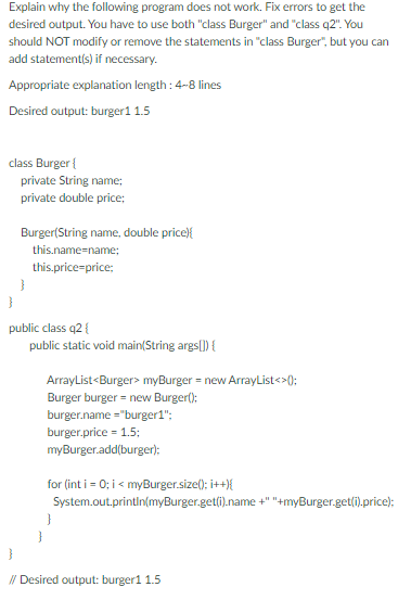 Solved Explain why the following program does not work. Fix | Chegg.com