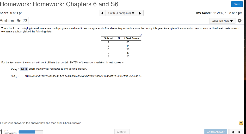 Solved Homework: Homework: Chapters 6 and S6 Save Score: 0 | Chegg.com