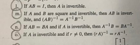 Solved 1if Ab I Then A Is Invertible M If A And B Are