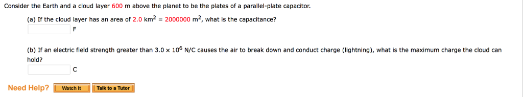 Solved Consider the Earth and a cloud layer 600 m above the | Chegg.com