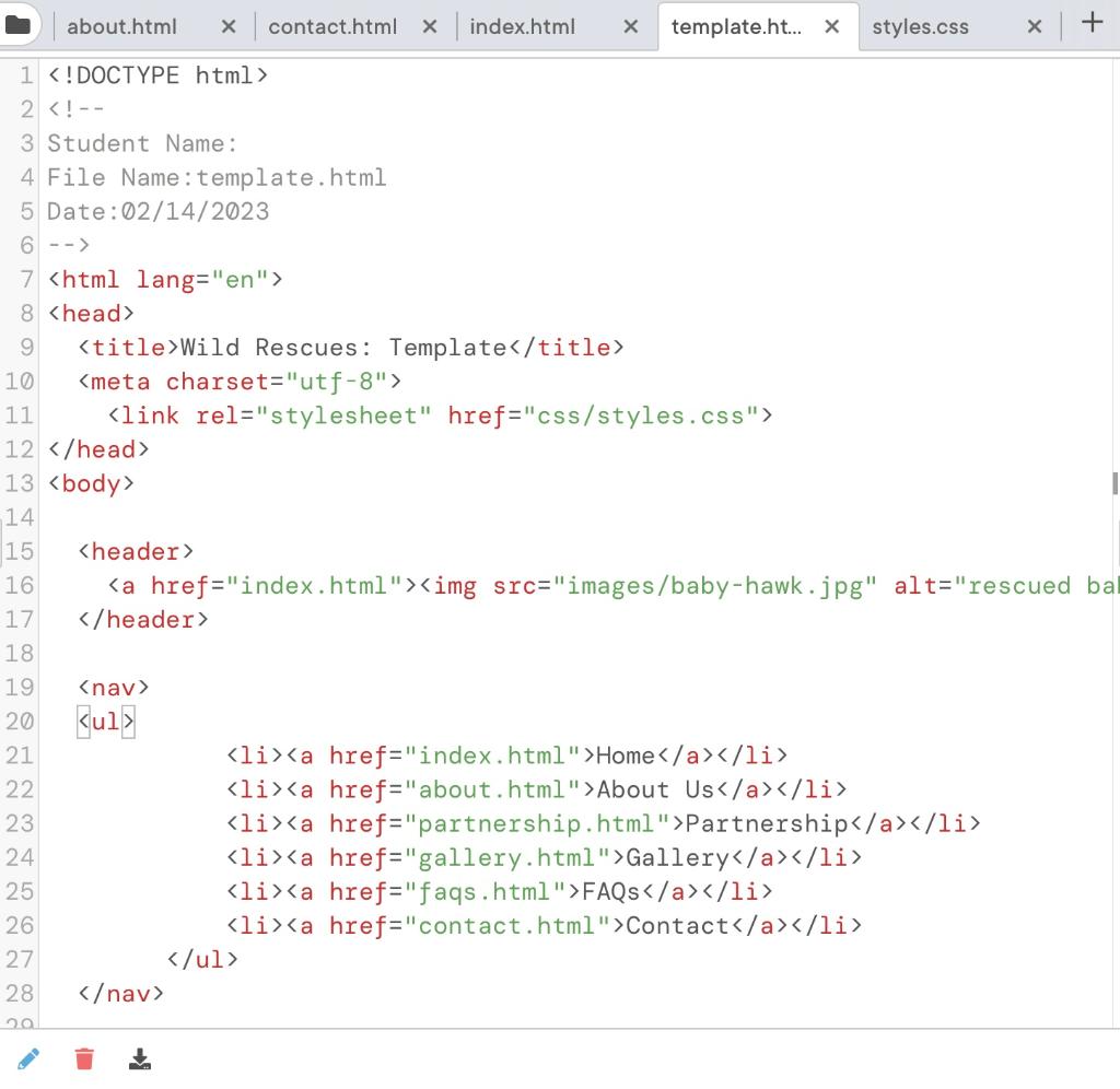 Solved Open the index.html, about.html, contact.html, and | Chegg.com