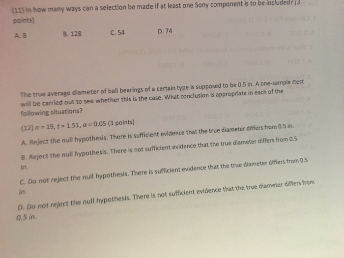 Solved (11) In how many ways can a selection be made if at | Chegg.com