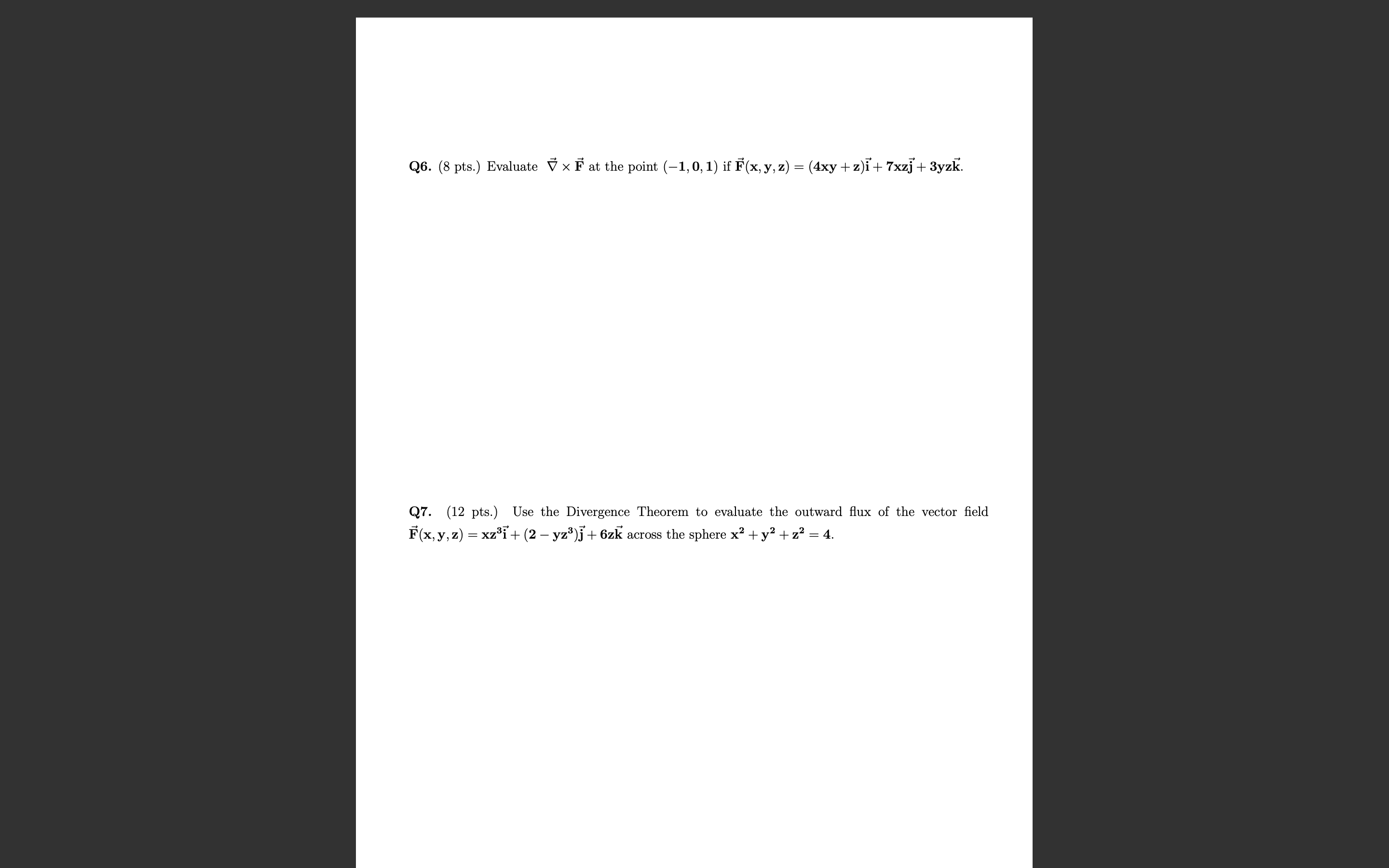 Solved Q6 8 Pts Evaluate Vec Grad Times Vec F At