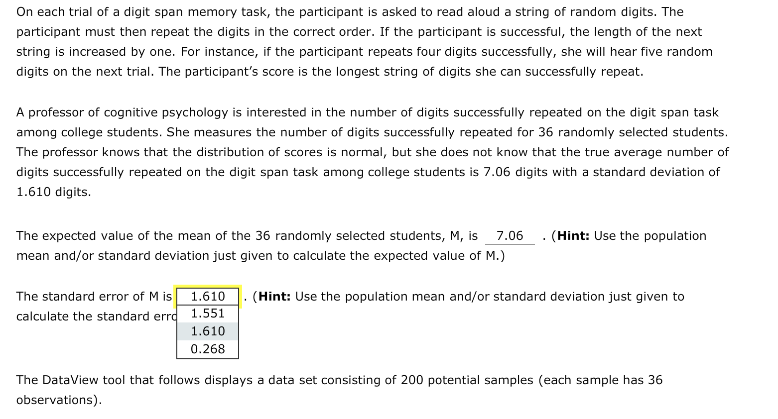 digit span memory test sattler 2