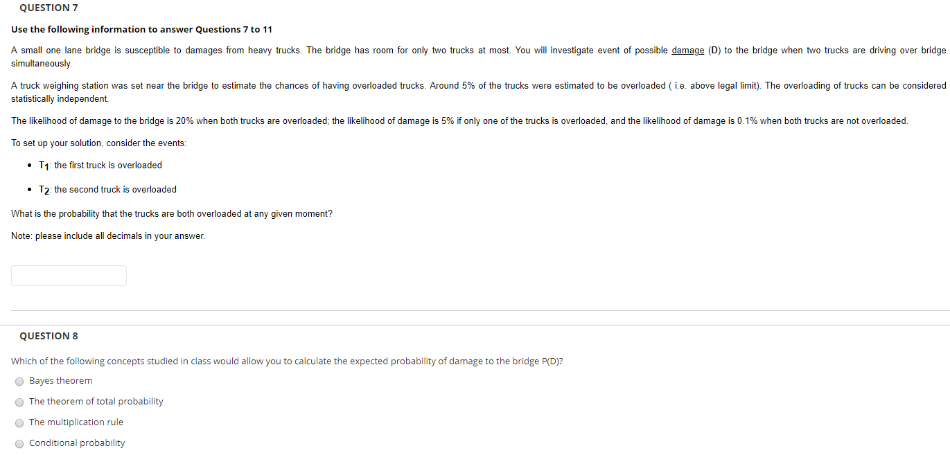 Solved QUESTION 7 Use the following information to answer | Chegg.com