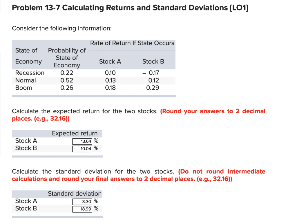 [Solved]: Problem 13-7 Calculating Returns And Standard De