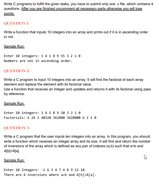 Solved Write C programs to fulfill the given tasks, you have | Chegg.com