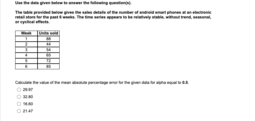 Solved Use The Data Given Below To Answer The Following | Chegg.com