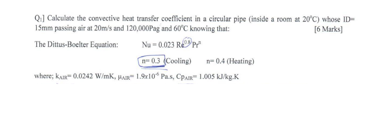 Solved Qi] Calculate the convective heat transfer | Chegg.com