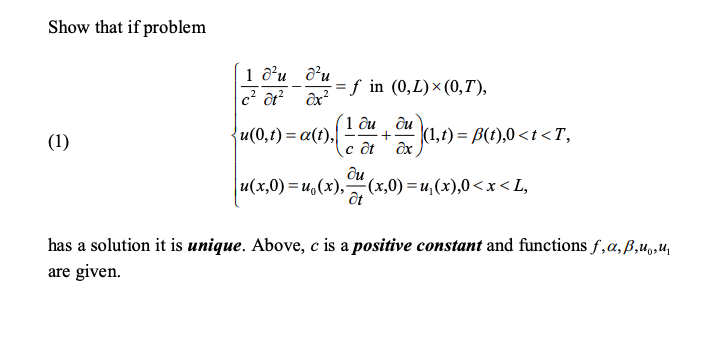 Solved Show That If Problem 1 Ou Ou F In 0 1 0 7 Chegg Com