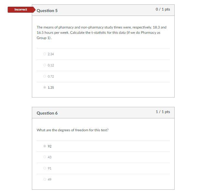 Solved Incorrect Question 1 0/1 pts A former group of Math | Chegg.com