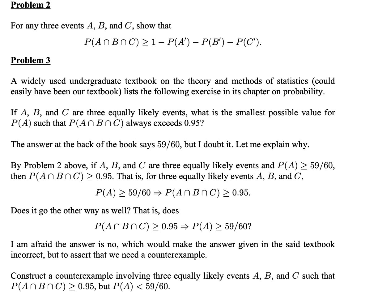 Solved For any three events A B and C show that Chegg