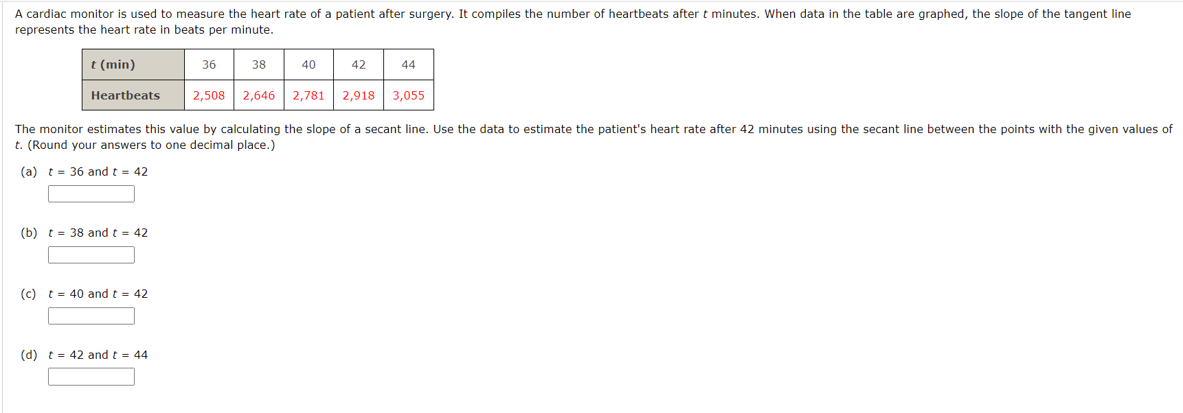 Solved represents the heart rate in beats per minute. t. | Chegg.com