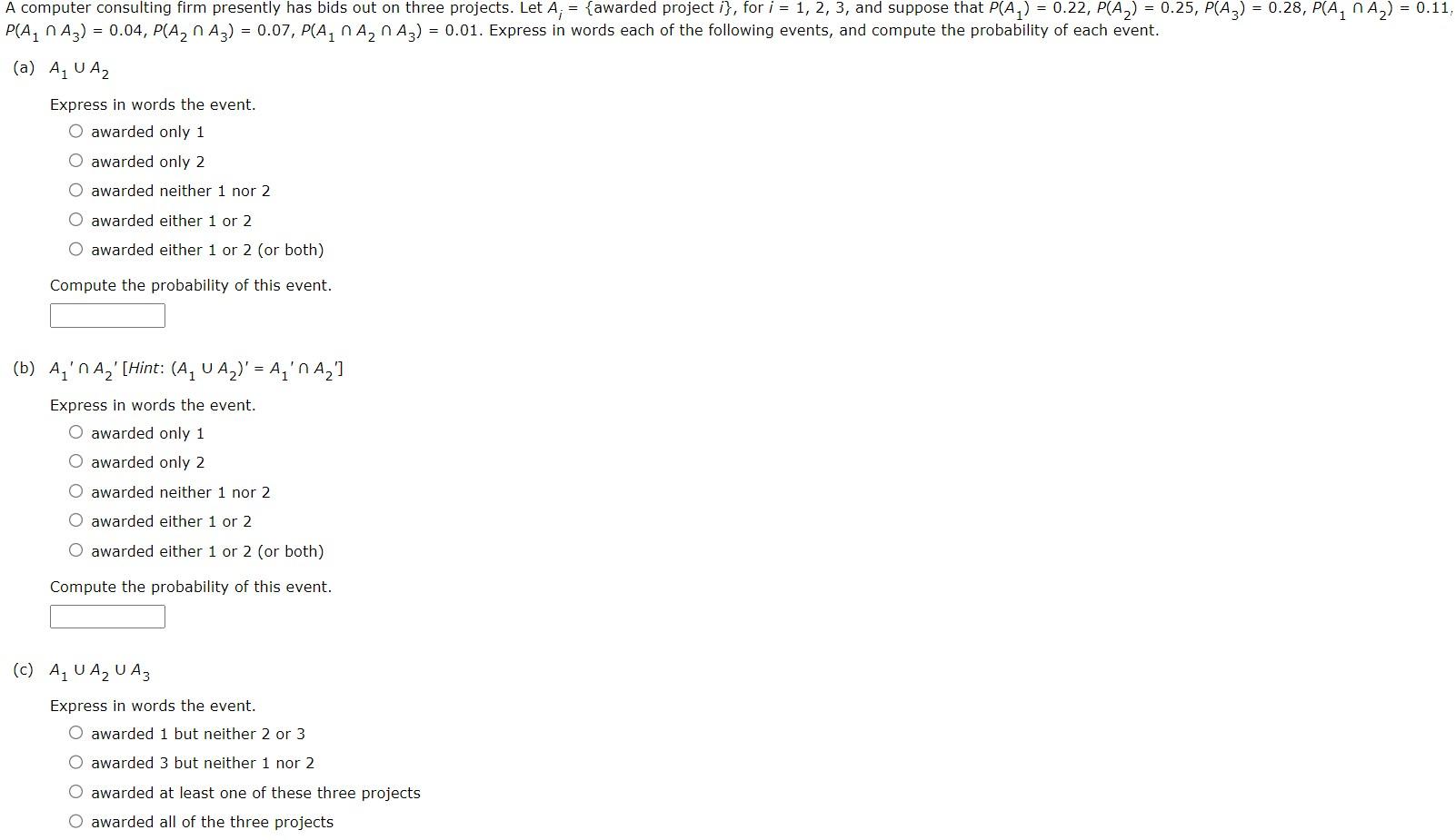 Solved A computer consulting firm presently has bids out on | Chegg.com