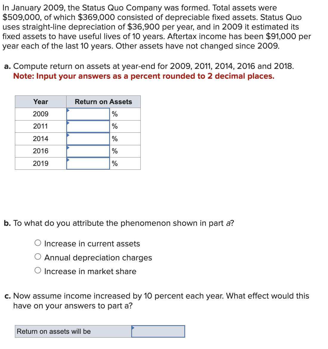 Solved In January 2009 , the Status Quo Company was formed.