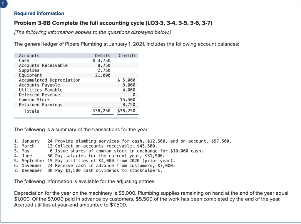 Solved Required information Problem 3-8B Complete the full | Chegg.com