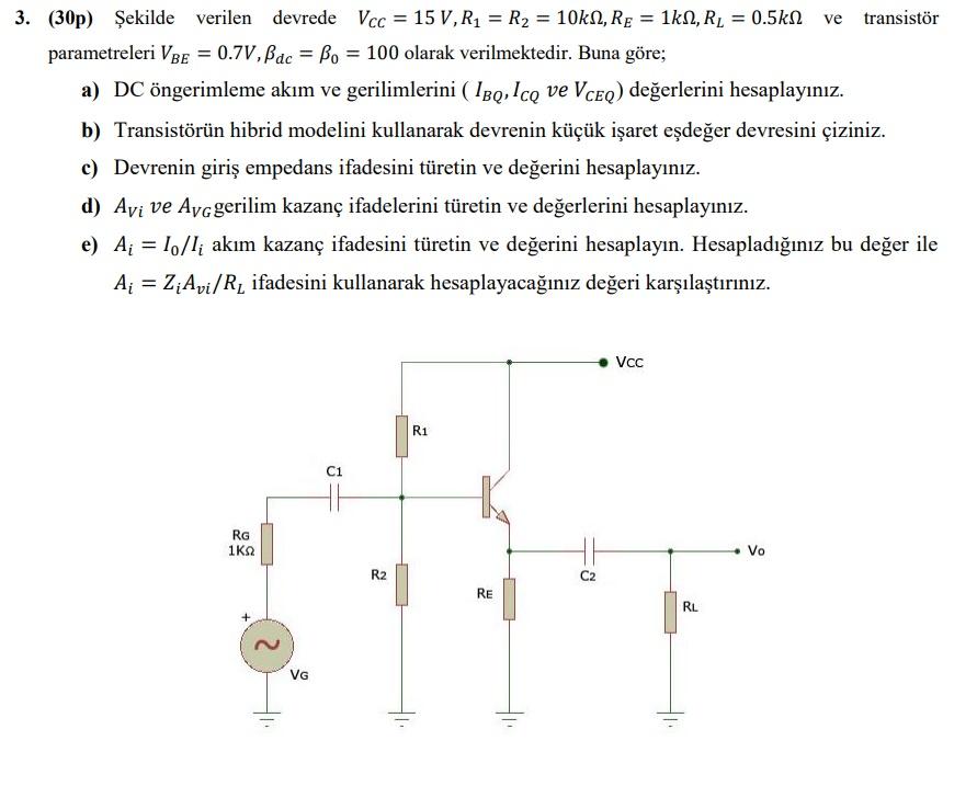 Solved 3. In the circuit given in the figure Vcc = 15 V, R = | Chegg.com