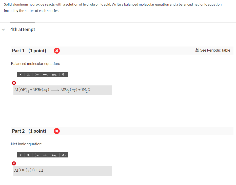 Solved Solid aluminum hydroxide reacts with a solution of