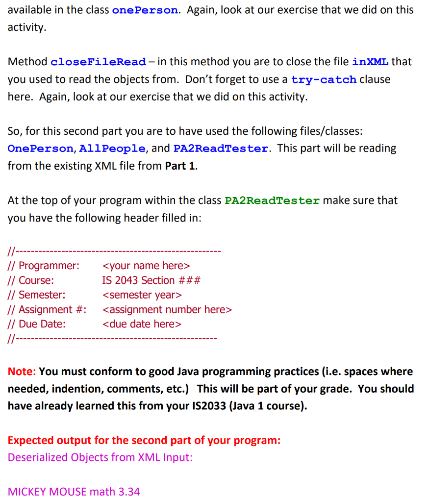 Within DrJava, you are to create four classes (three | Chegg.com