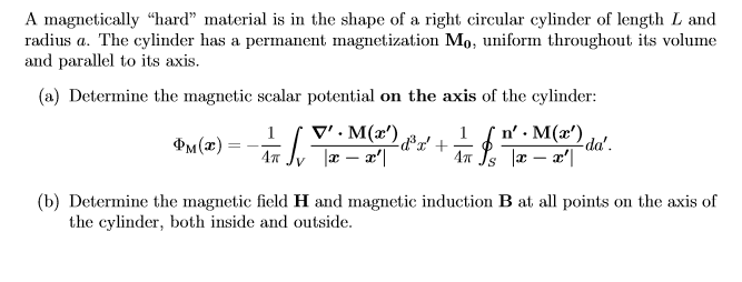 Solved A magnetically “hard” material is in the shape of a | Chegg.com