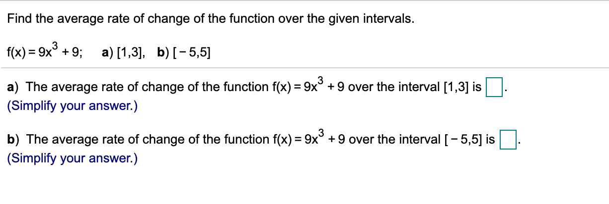 Solved Find the average rate of change of the function over | Chegg.com