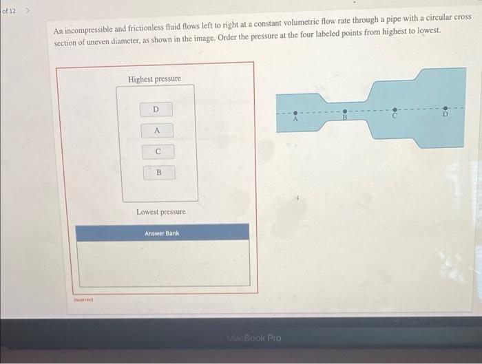 Solved Of 2 > An Incompressible And Frictionless Fluid Flows | Chegg.com