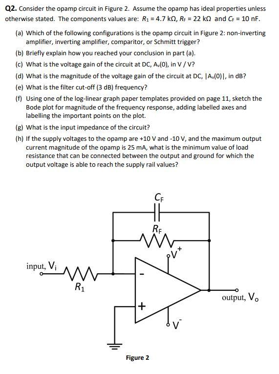 Solved Consider The Opamp Circuit In Figure 2. Assume The | Chegg.com