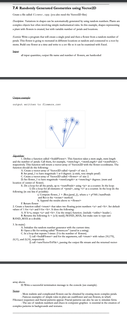 Solved 7.4 Randomly Generated Geometries using Vector2D | Chegg.com