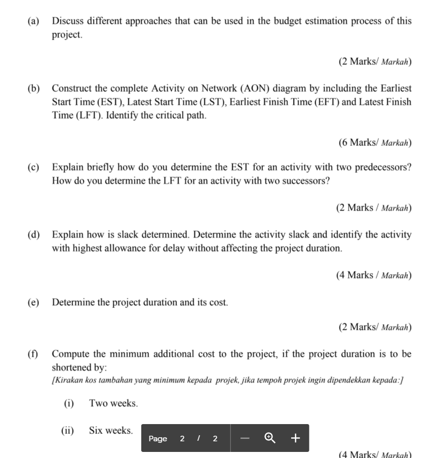 Solved Question Table 1 Shows The Activities For The Data Chegg Com