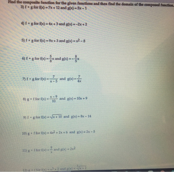 Solved Find the composite function for the given functions | Chegg.com