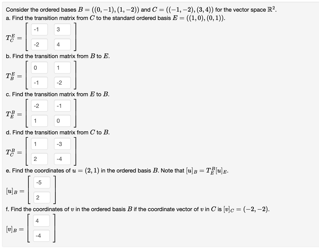 Solved Consider The Ordered Bases B=((0,-1),(1,-2)) ﻿and | Chegg.com