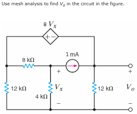 Solved Use mesh analysis to find V. in the circuit in the | Chegg.com