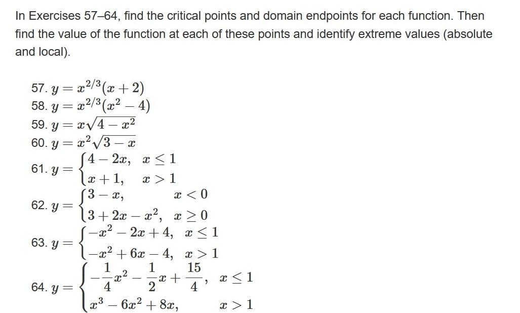 Solved In Exercises 57–64, find the critical points and | Chegg.com