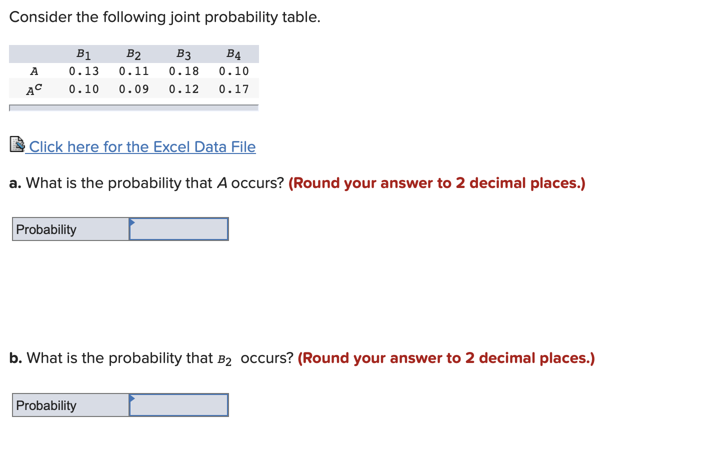 Solved Consider The Following Contingency Table. B BC А 20 | Chegg.com