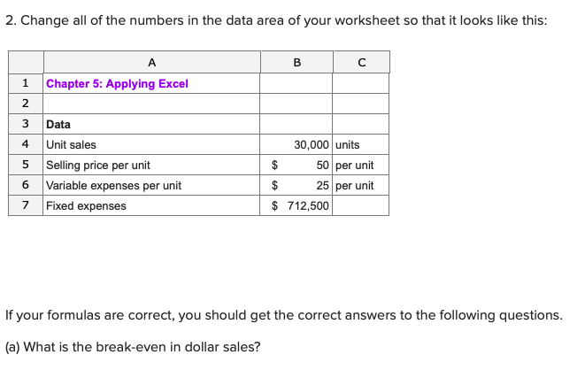 Solved Paste A1 X Fx Chapter 5: Applying Excel Chapter 5: | Chegg.com