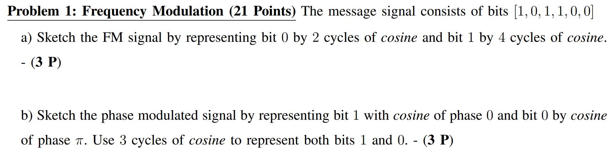 Solved Problem 1: Frequency Modulation (21 Points) The | Chegg.com